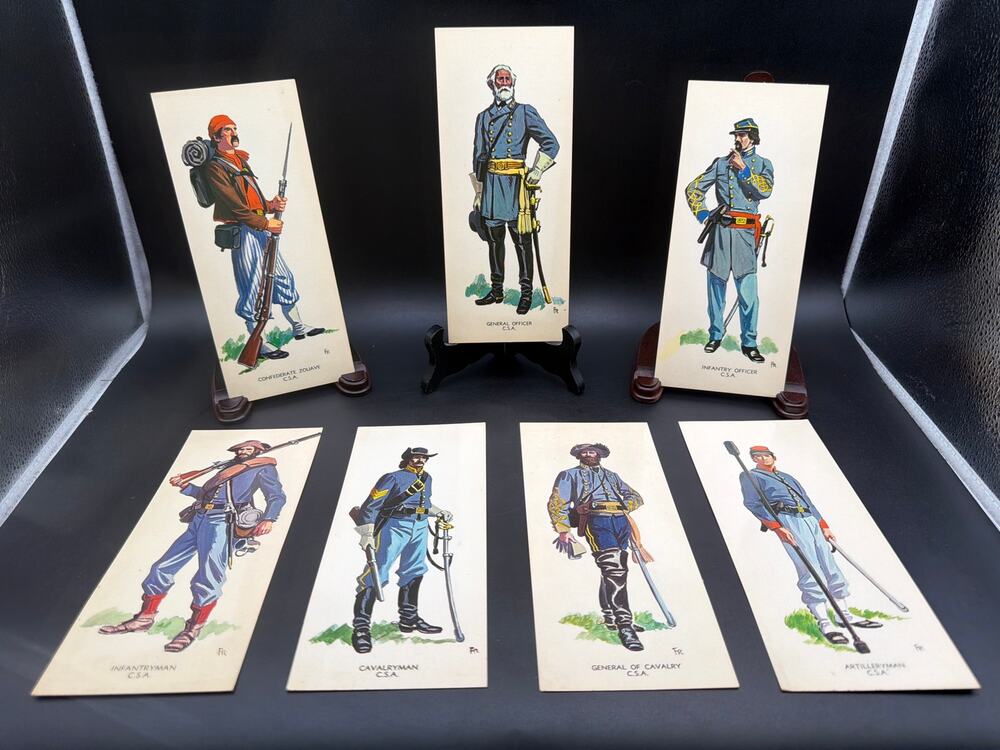1960 Frederic Ray Confederate Civil War Uniform Cards Lot 7 Gettysburg L E Smith